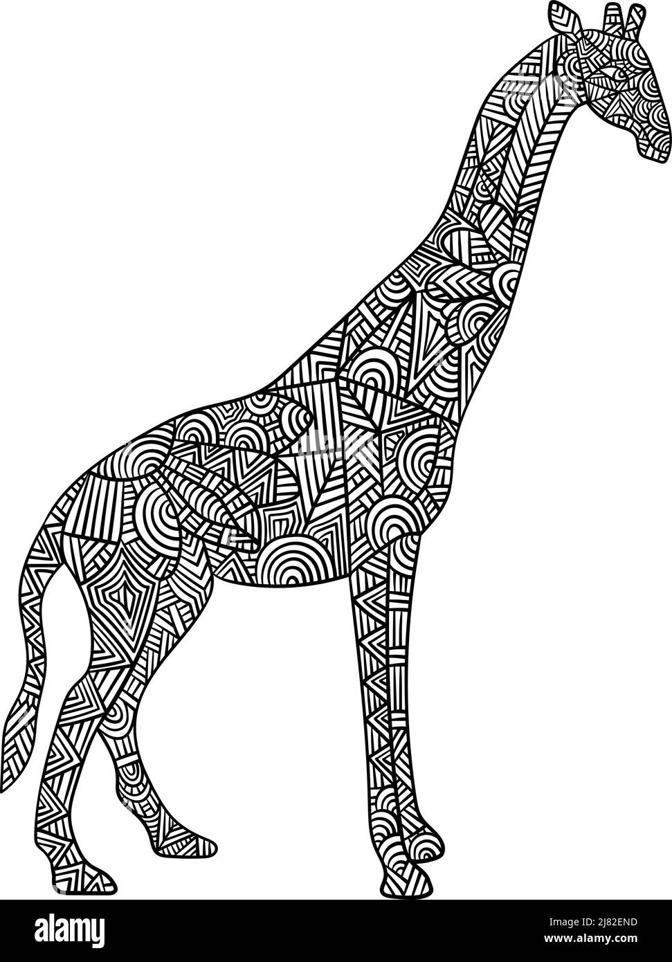 Giraffe Mandala Malvorlagen für Erwachsene Stock Vektor