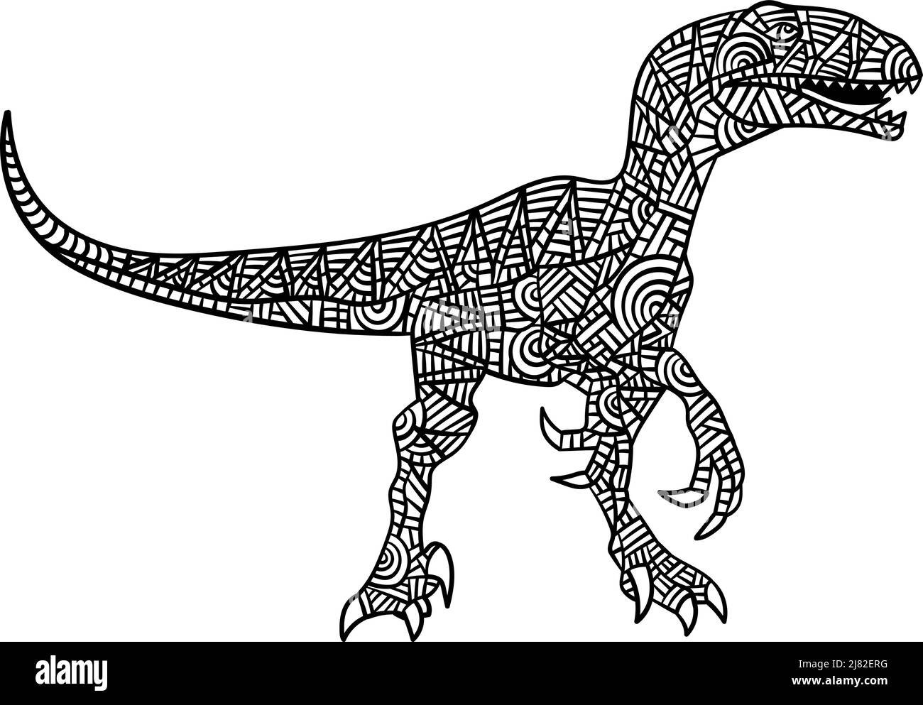 Velociraptor Mandala Malvorlagen für Erwachsene Stock Vektor