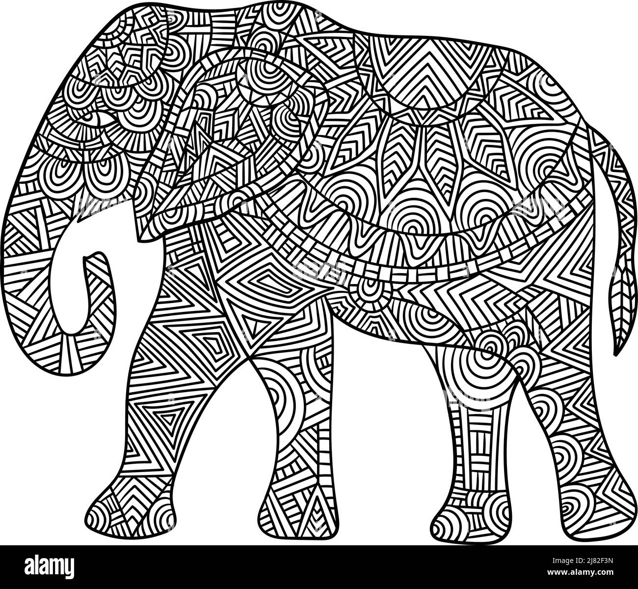 Elefant Mandala Malvorlagen für Erwachsene Stock Vektor