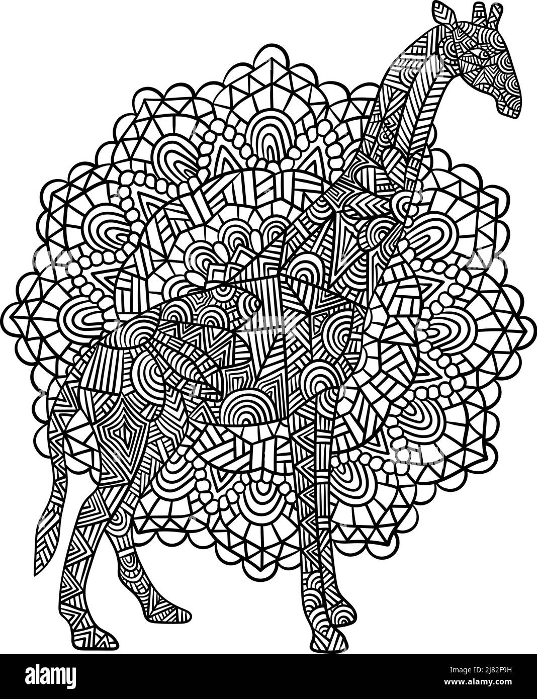 Giraffe Mandala Malvorlagen für Erwachsene Stock-Vektorgrafik - Alamy