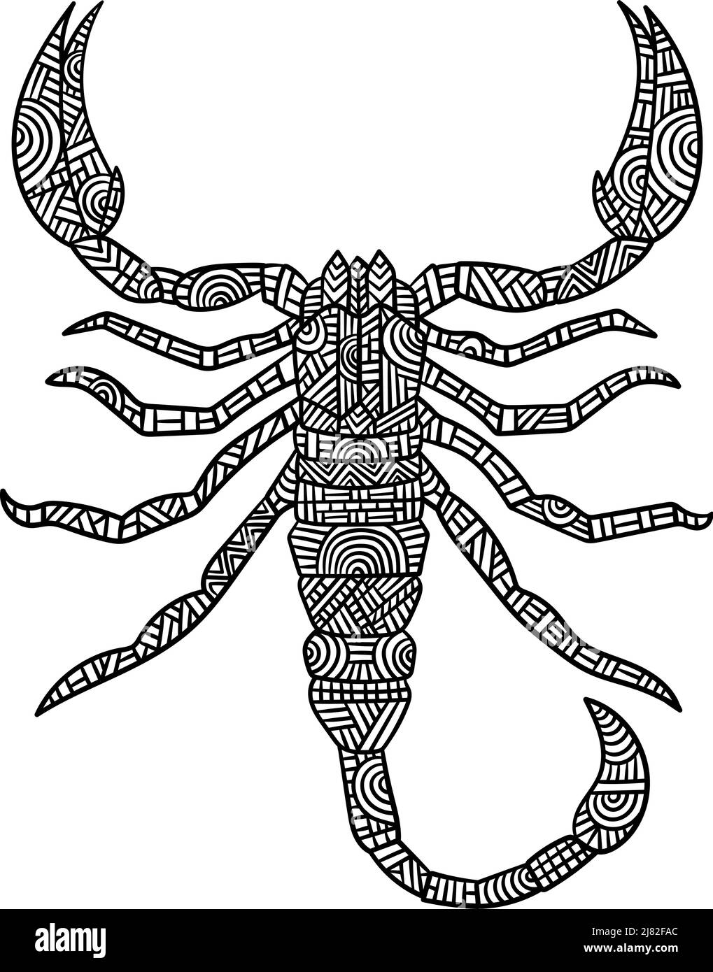 Scorpion Mandala Malvorlagen für Erwachsene Stock Vektor