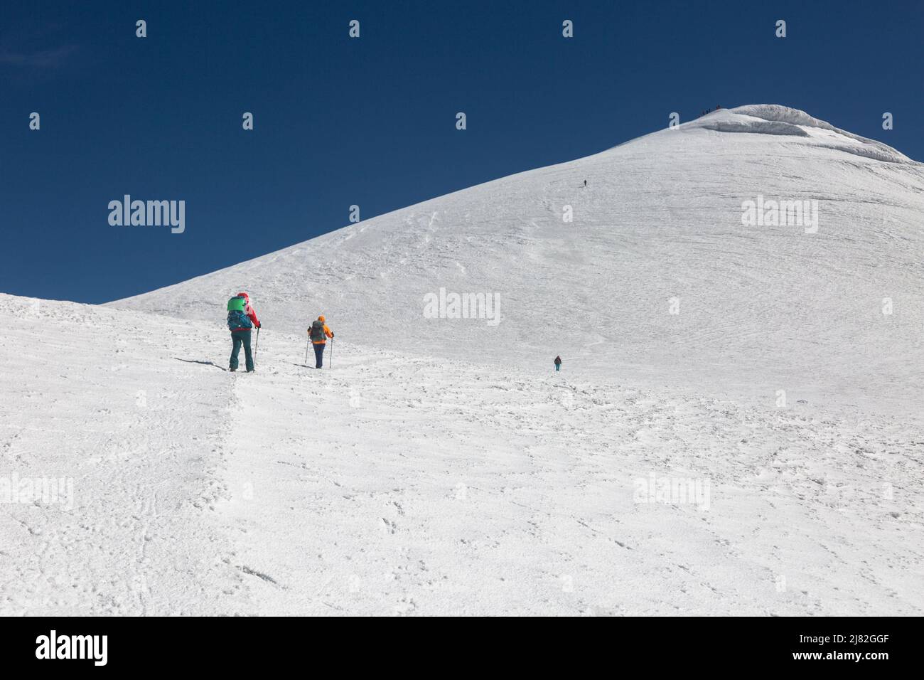 Touristen klettern den Gletscher auf den Gipfel des Mount Greater Ararat, Agri Dagi, Region Ostanatolien, Türkei Stockfoto