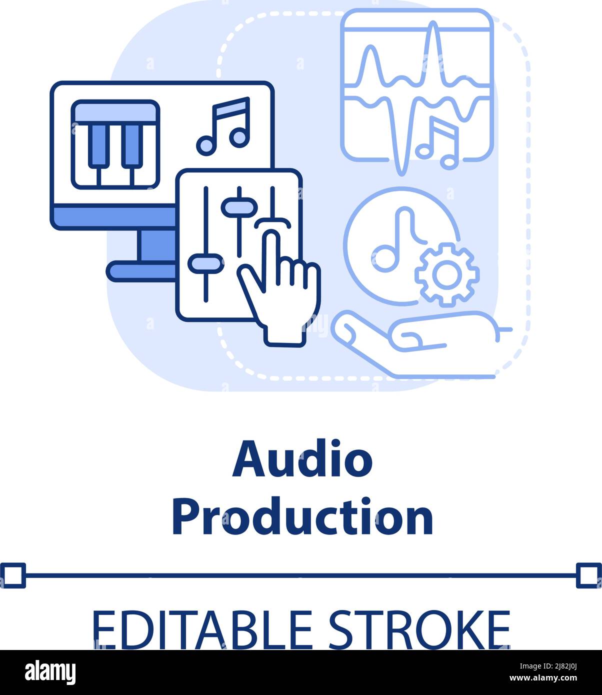 Hellblaues Konzeptsymbol für die Audioproduktion Stock Vektor