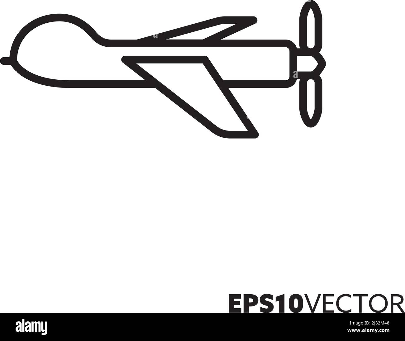 Symbol für die Vektorlinie der militärischen Drohne. Umrisssymbol für unbemannte Flugzeuge. Stock Vektor