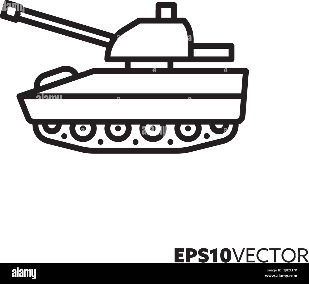 Symbol für die Vektorlinie des Infanterie-Kampffahrzeugs. Militärischer Panzer Umriss Symbol. Stock Vektor