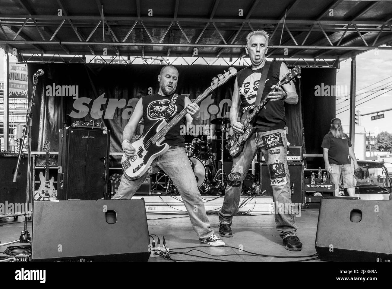 Punk Rock Band D.O.A. rockt das Khatsahlano Festival, Kitsilano, Vancouver, British Columbia, Kanada. Stockfoto