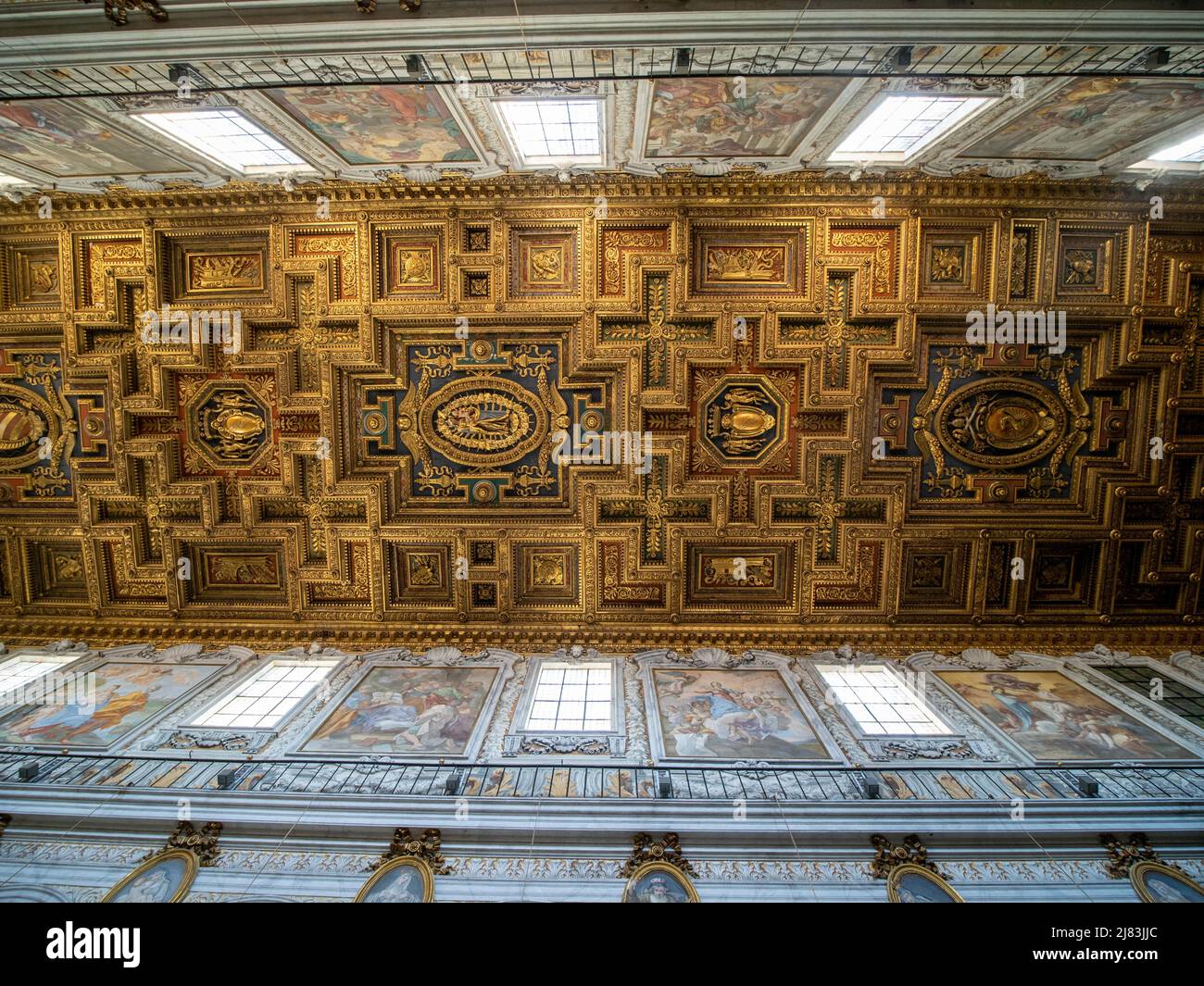 Kirche Santa Maria in Aracoeli, verzierte Decke, Capitol, Rom, Latium, Italien Stockfoto