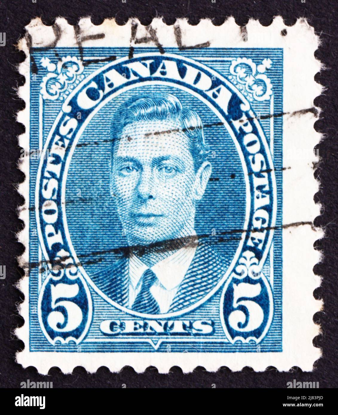 KANADA - UM 1937 eine in Kanada gedruckte Briefmarke zeigt König George VI., König von England, um 1937 Stockfoto
