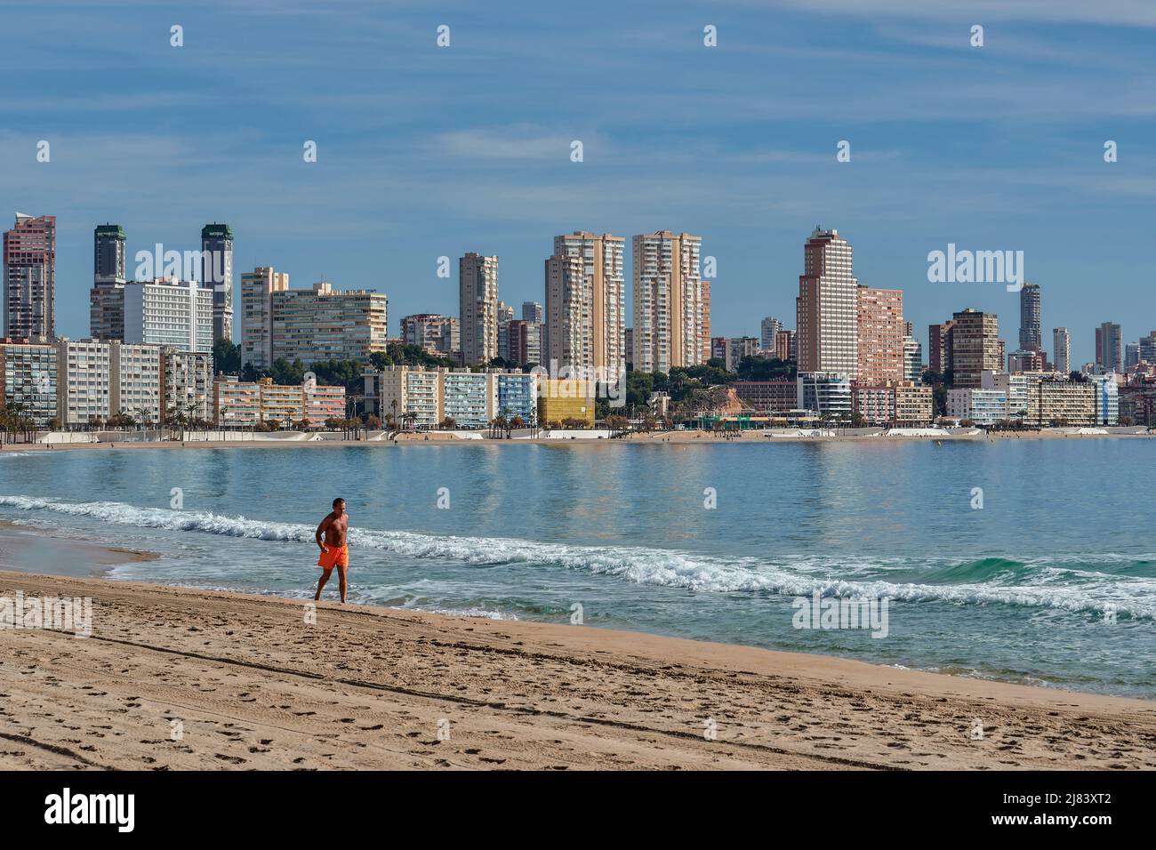 Levante Strand im Winter, Benidorm, Costa Blanca, Spanien, Europa Stockfoto
