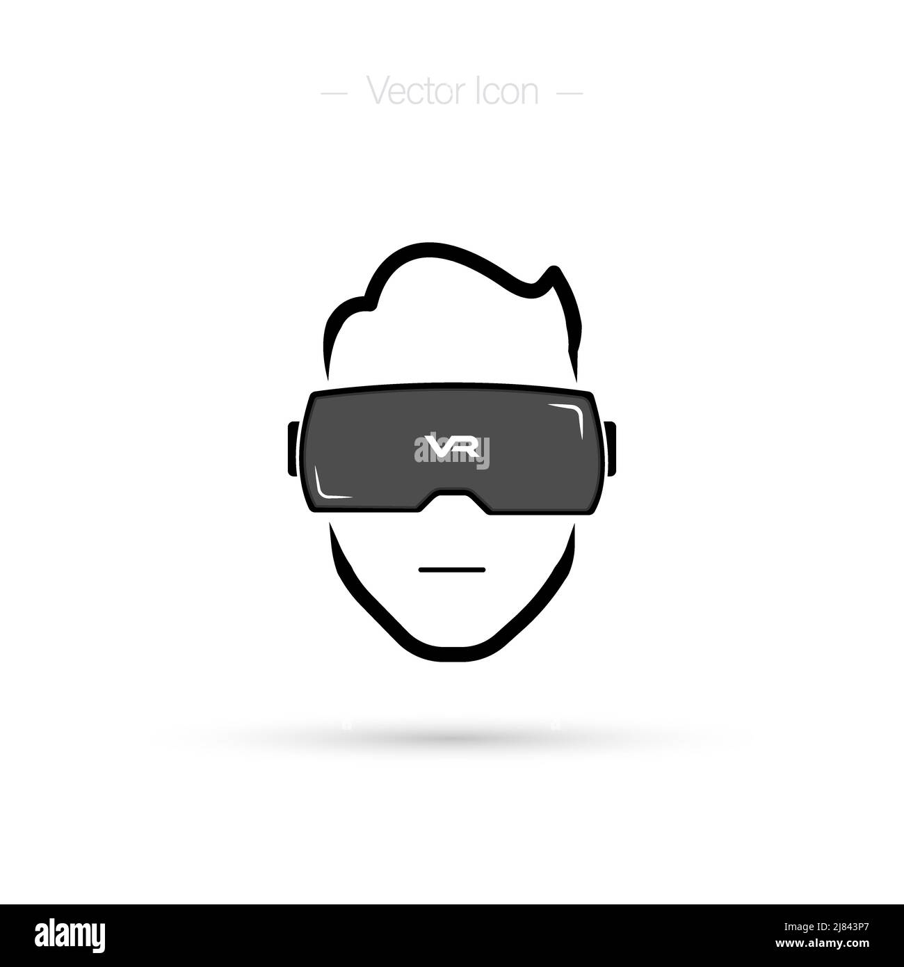 Virtual Reality-Headset, Man. VR-Symbol. Vektor auf weißem Hintergrund isoliert. Stock Vektor