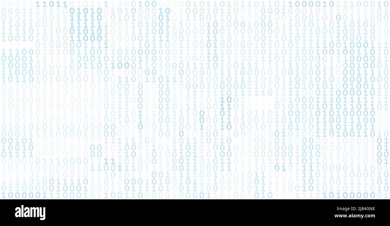 Einfacher binärer Hintergrund mit bläulich grauen Einsen und Nullen. Digitales Vektorgrafikmuster Stock Vektor