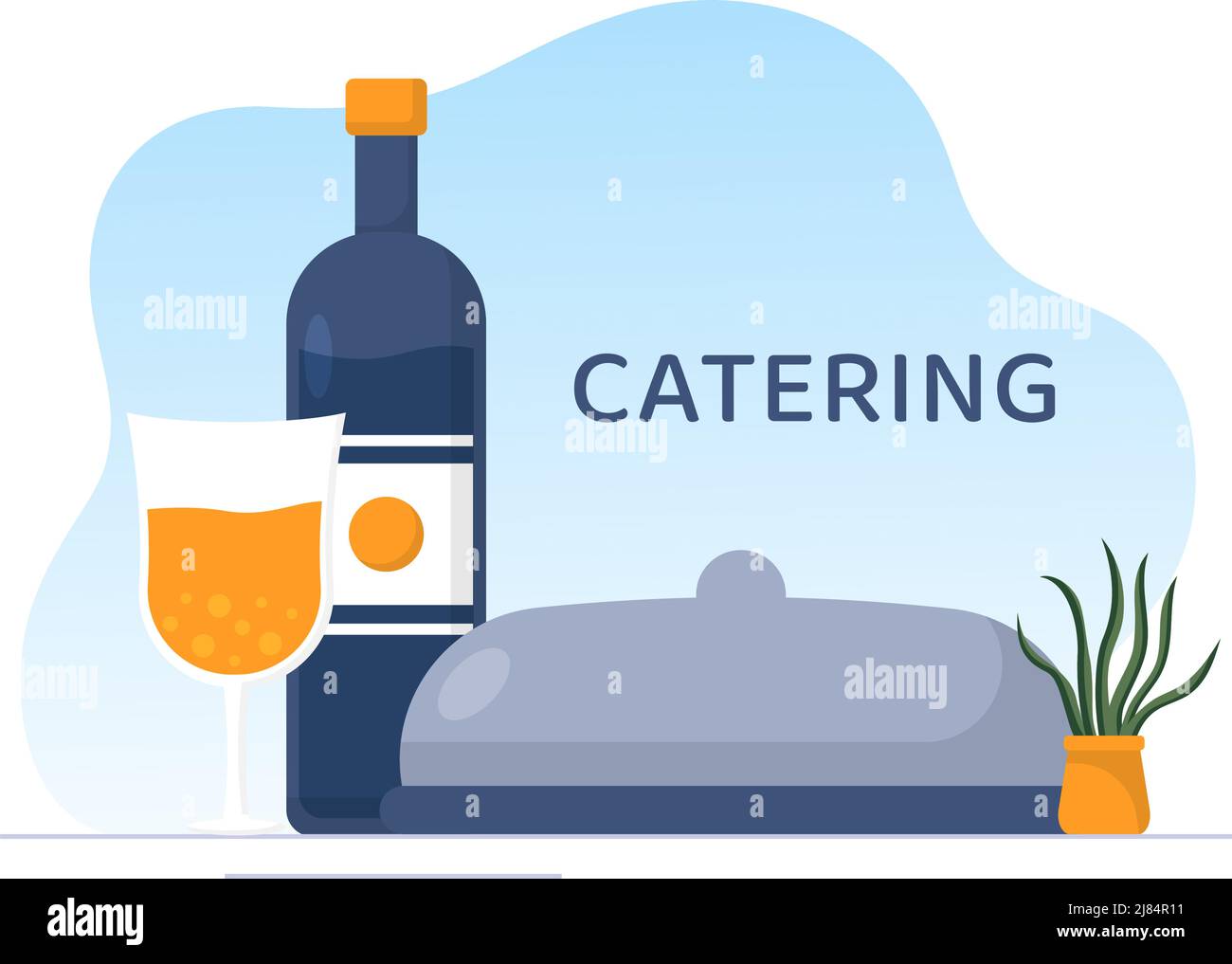 Catering-Service mit Menschen Hände und einen Tisch für Corporate Meeting, Bankette Hochzeit oder Party im Café oder Restaurant in Flat Cartoon Illustration Stock Vektor