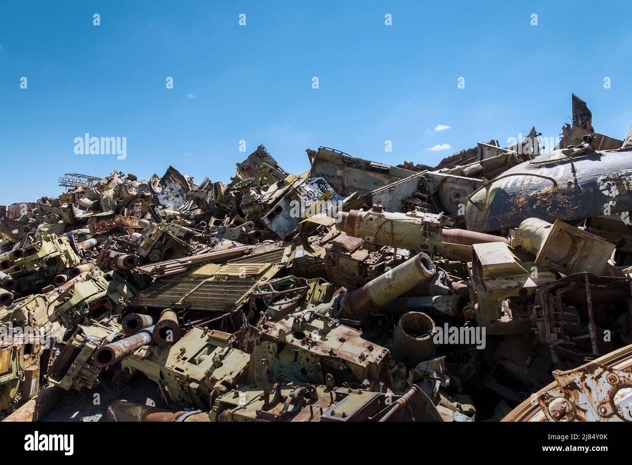 Schneiden Sie Schrott Teil der sowjetischen Militärpanzer. Stockfoto