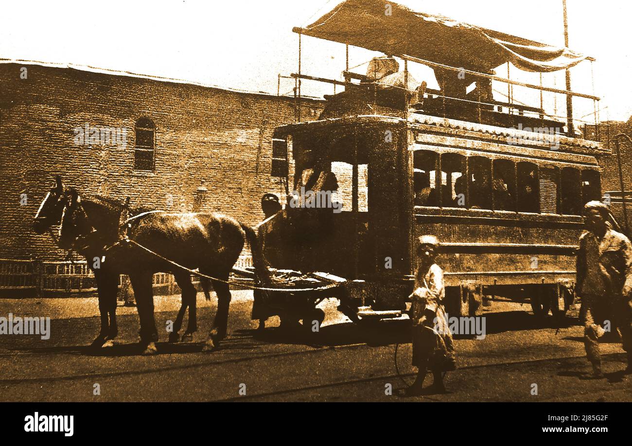 WWI - Ein Pferdebus in Bagdad (Hauptstadt des Irak), der zum Transport britischer Truppen verwendet wird Stockfoto