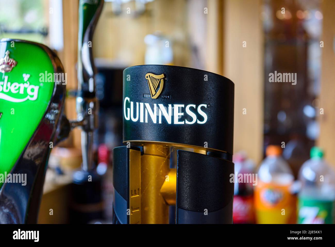 Guinness Pumpe in einer Bar. Stockfoto