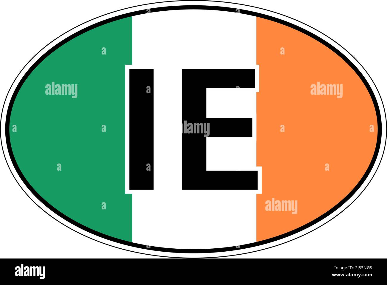Irland IE-Flaggenaufkleber auf dem Auto, internationales Nummernschild Stock Vektor
