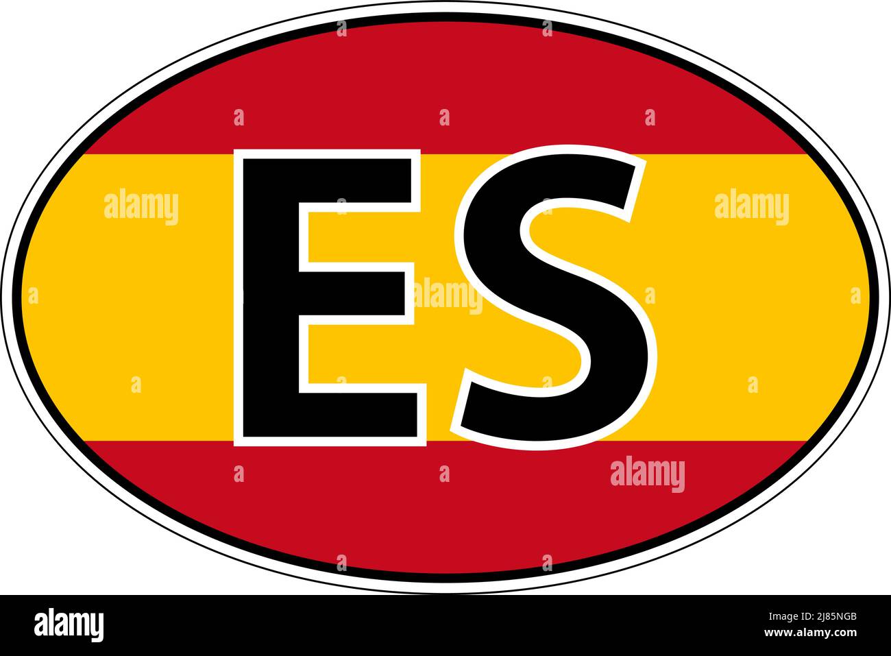 Königreich Spanien es Flagge Aufkleber Auto, internationales Nummernschild Stock Vektor