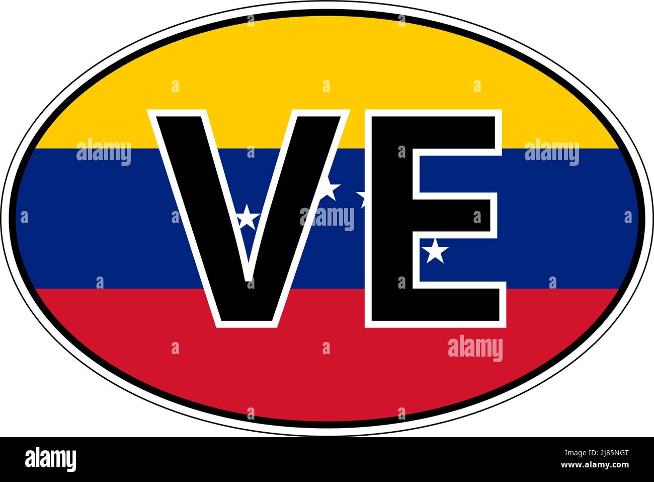 Bolivarian Venezuela VE Flag Label Aufkleber Auto, internationales Nummernschild Stock Vektor
