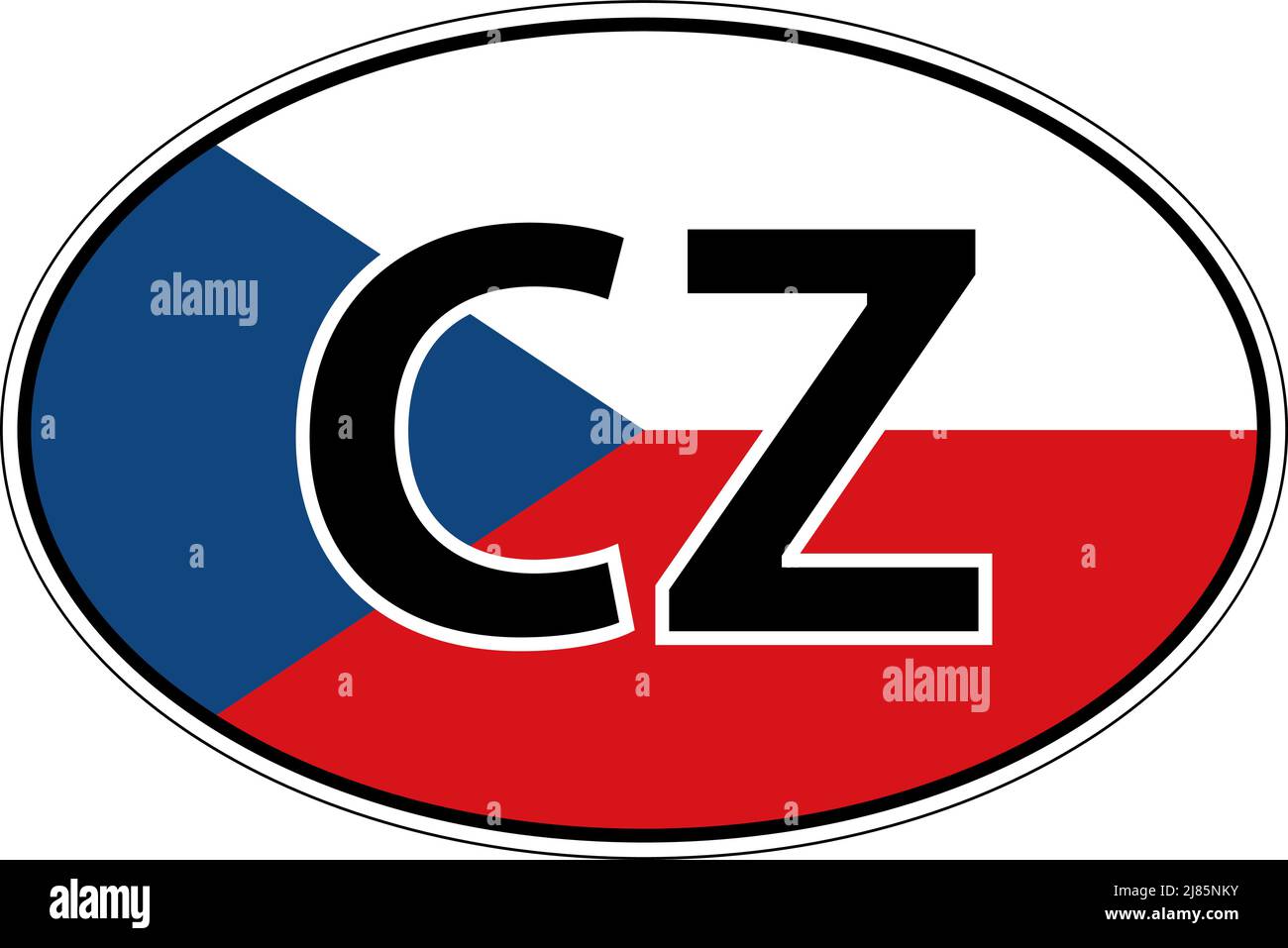 Chech CZ Flag Label Aufkleber auf dem Auto, internationales Nummernschild Stock Vektor