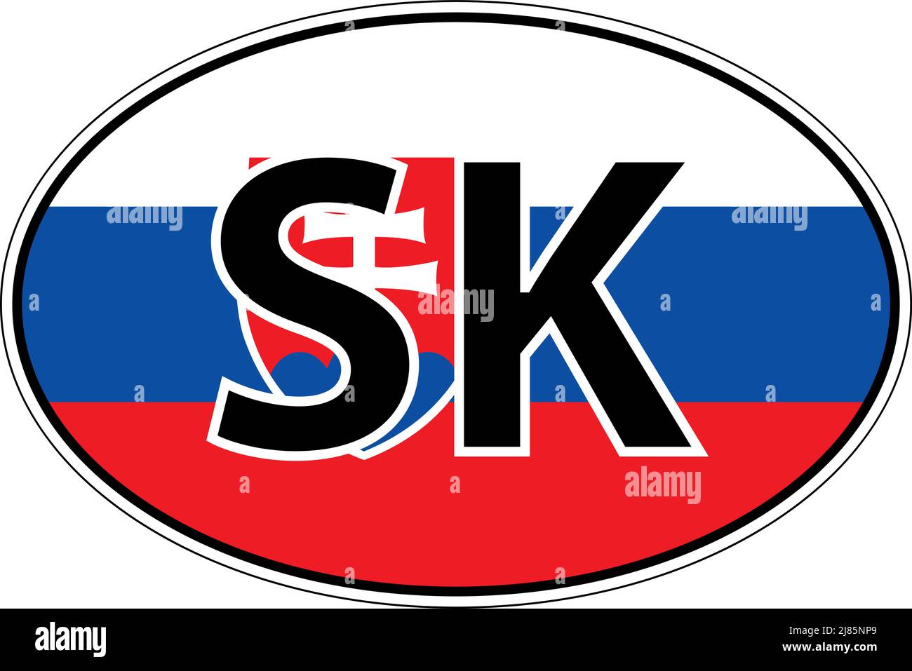 Slowakei SK Flag Label Aufkleber Auto, internationales Nummernschild Stock Vektor