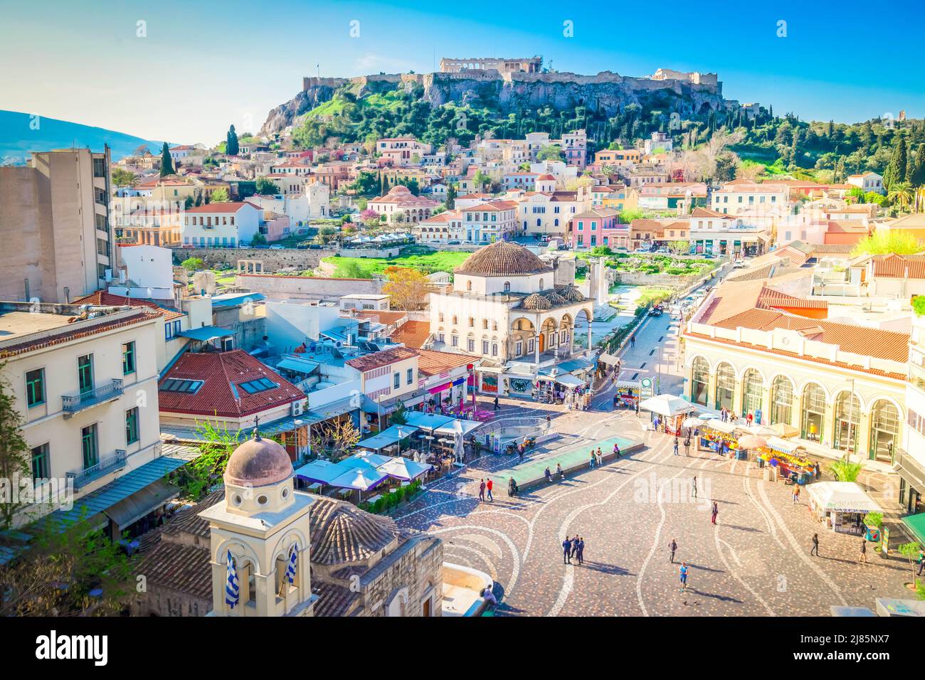 Skyline von Athenth mit Akropolis Stockfoto