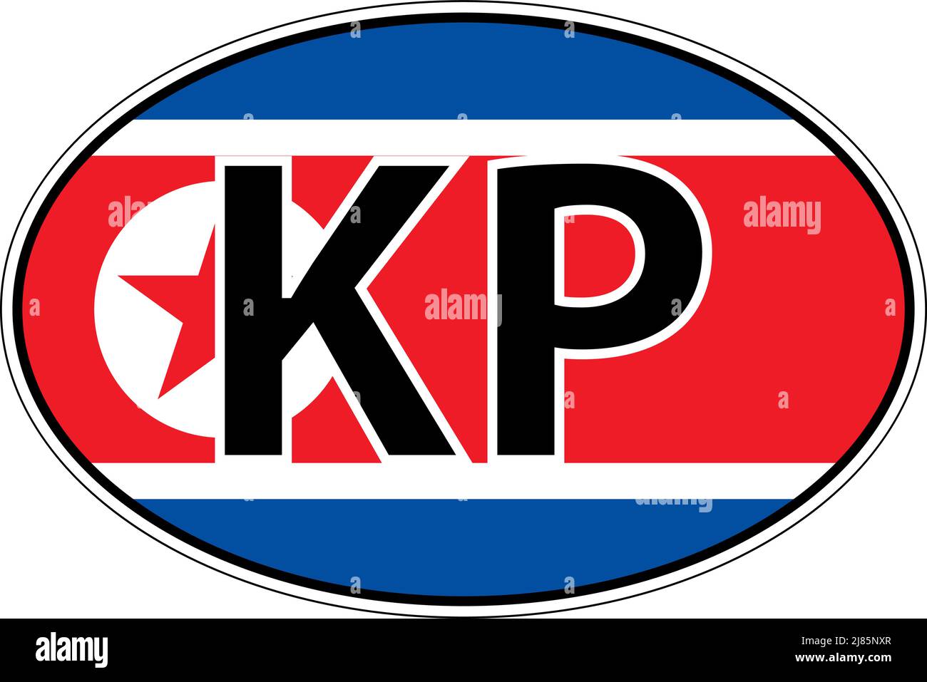 Nordkorea, Koreanische Republik KP Flag Label Aufkleber Kfz-Schild Stock Vektor