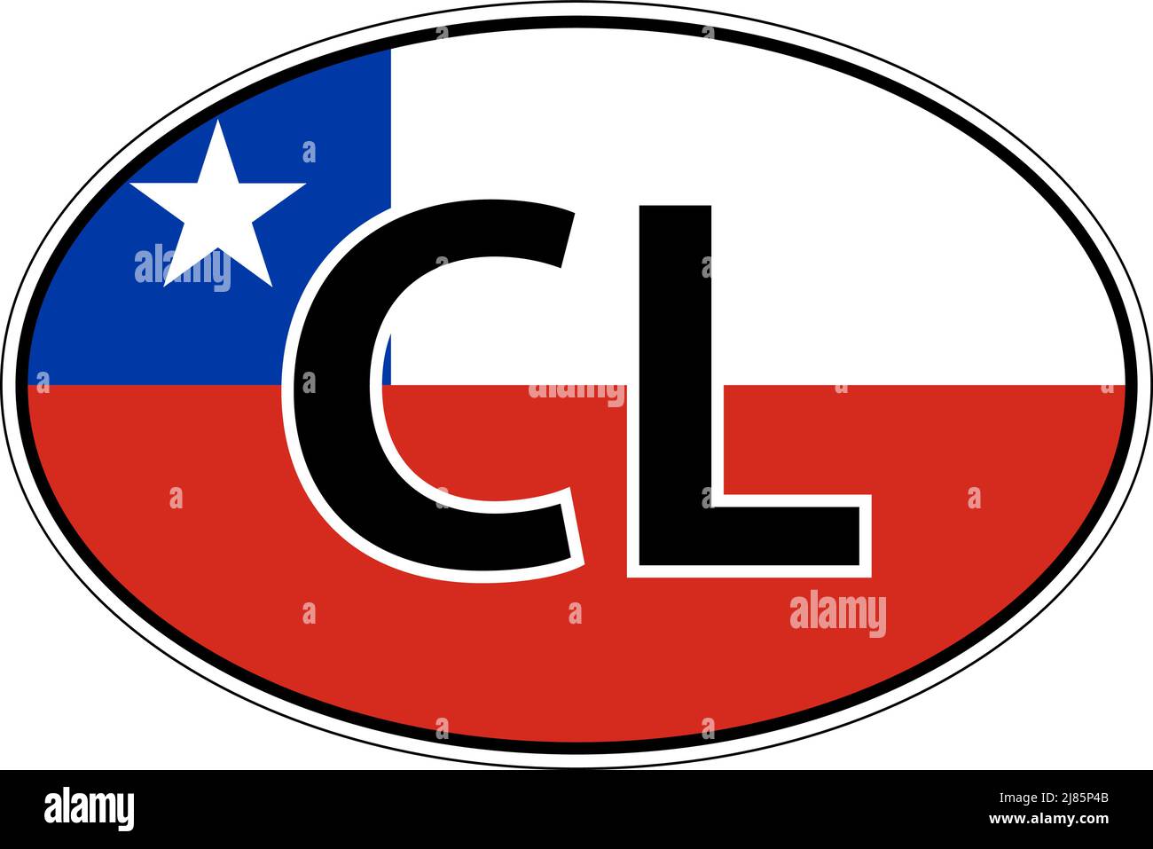 Republik Chile CL Flag Label Aufkleber Auto, internationales Nummernschild Stock Vektor