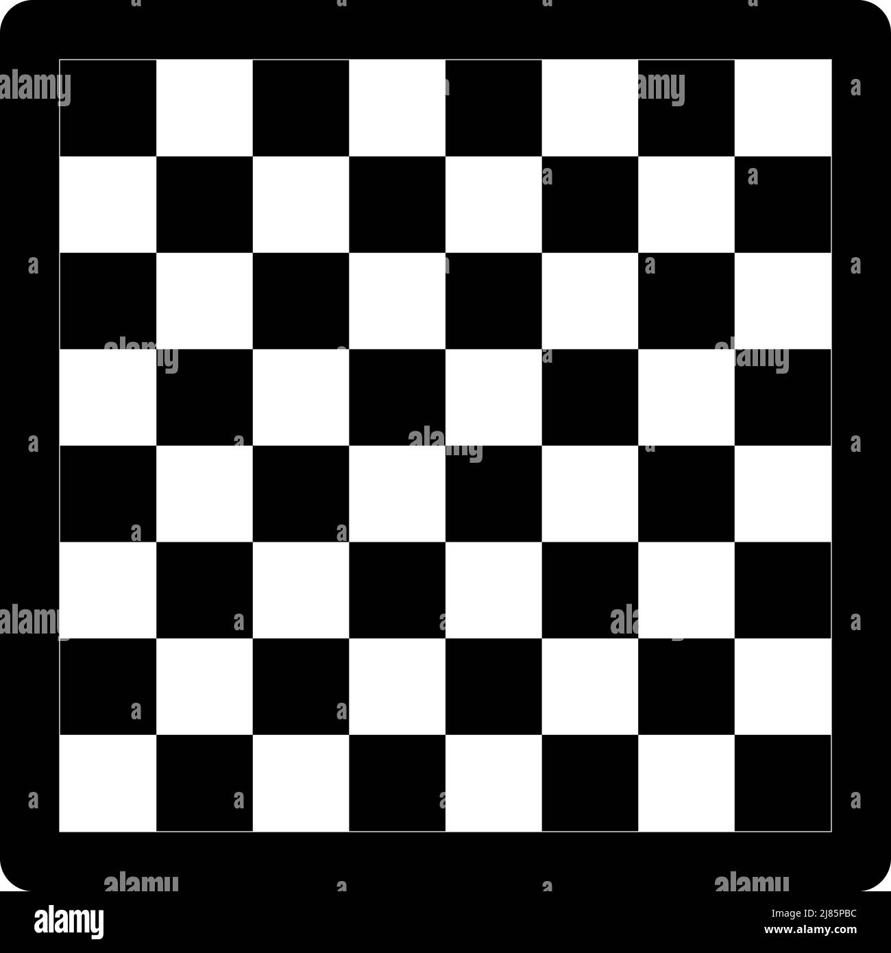 Schachbrett Hintergrund mit abgerundetem schwarzen Rahmen. Vektorgrafik Stock Vektor