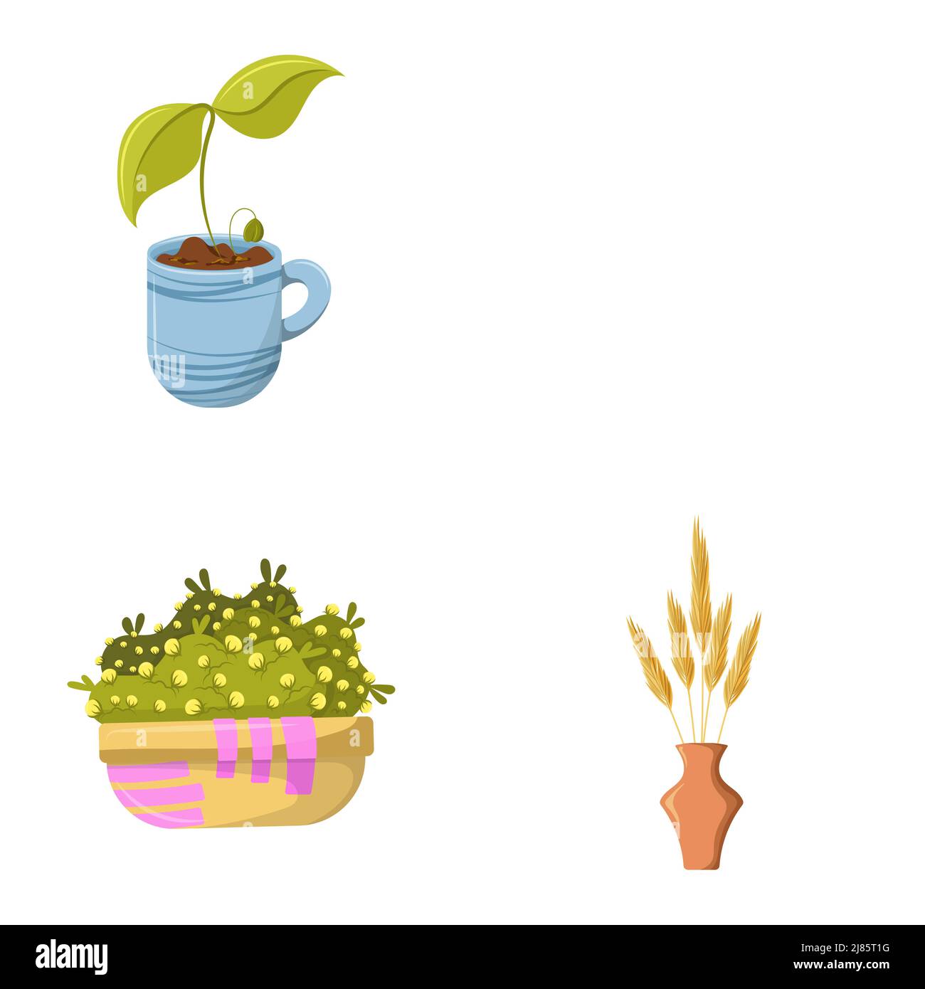 Heimpflanze im Topf. Wohnkultur-Element. Stock Vektor