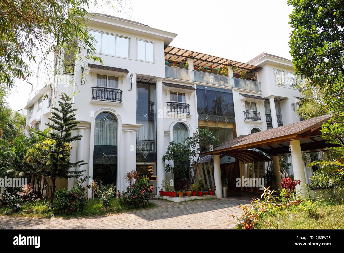 Das ganzsaisons Ayurveda Resort Hotel in Tangassery, Thangassery, Kerala, Indien. Stockfoto
