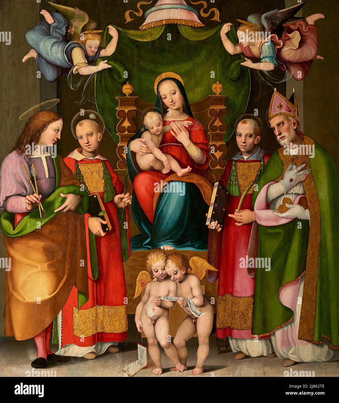 Madonna col Bambino tra santi tempera su tavola Leonardo da Pistoia