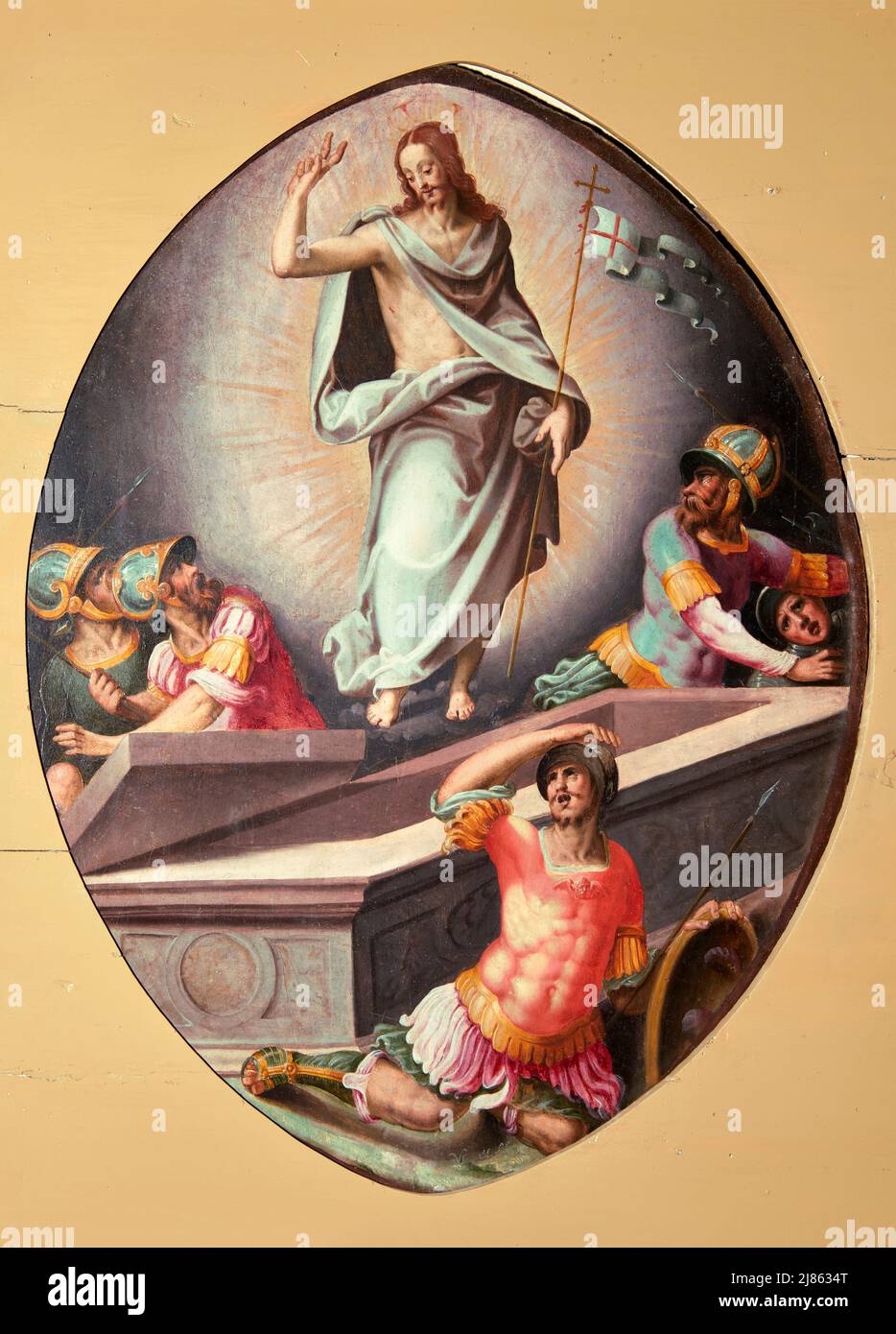 Cristo risorto - tempera su tavola - ignoto pittore toscano del XVII secolo - Volterra (Pi) ,Italia, Pinacoteca e Museo Civico Stockfoto