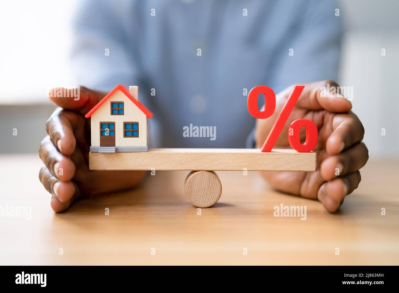 Konzept Der Zinssätze Für Eigenheim Saldo Und Kreditprozentsatz Stockfoto