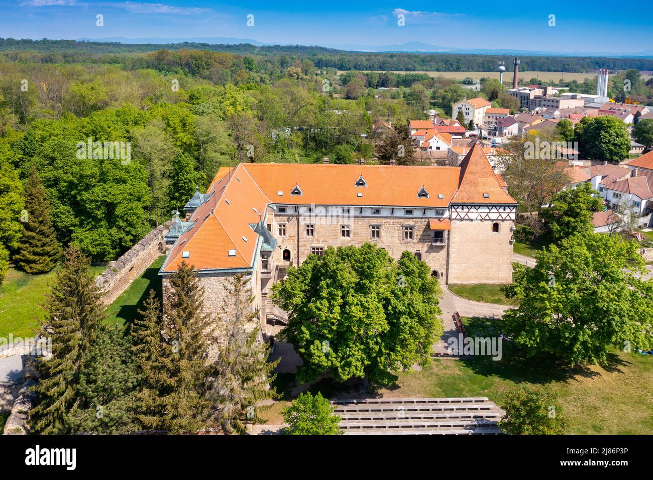 Renesancni vodni tvrz Budyne nad Ohri, Ustecky kraj, Ceska republika / Renaissance Wasserburg Budyne nad Ohri, Usti nad Labem Region, Tschechische republik Stockfoto