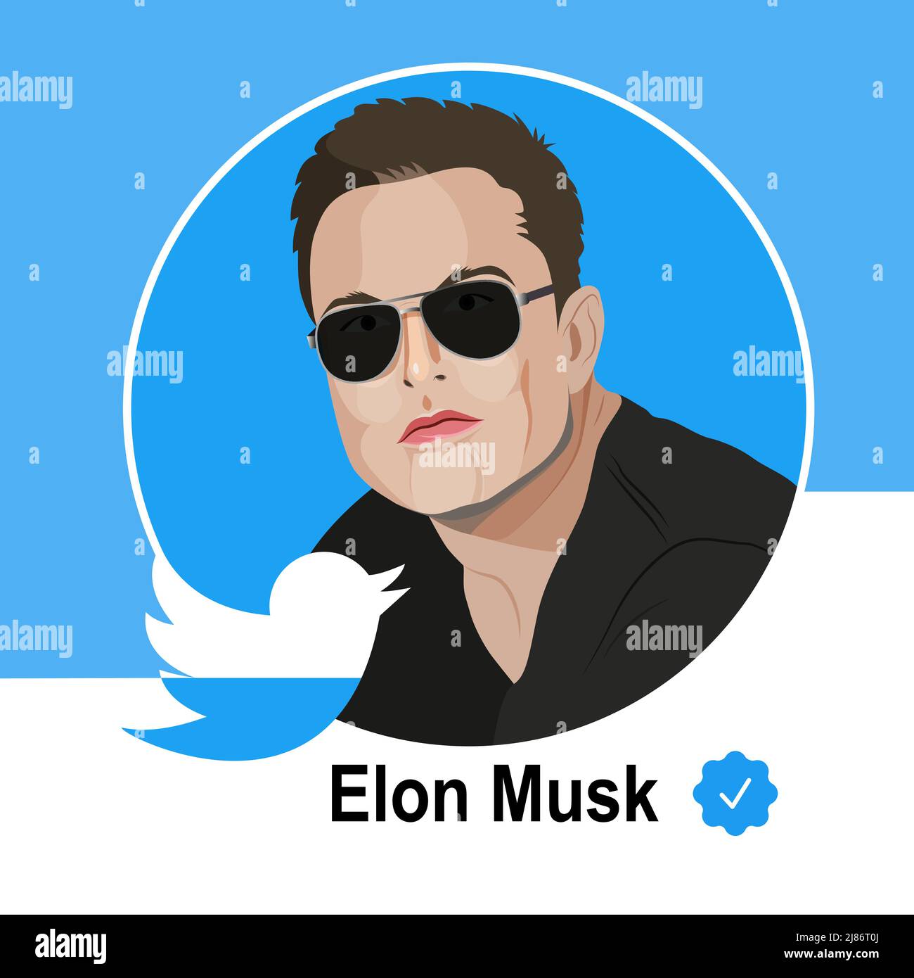 13. Mai 2022 Tesla-Gründer Elon Musk und Twitter Stock Vektor