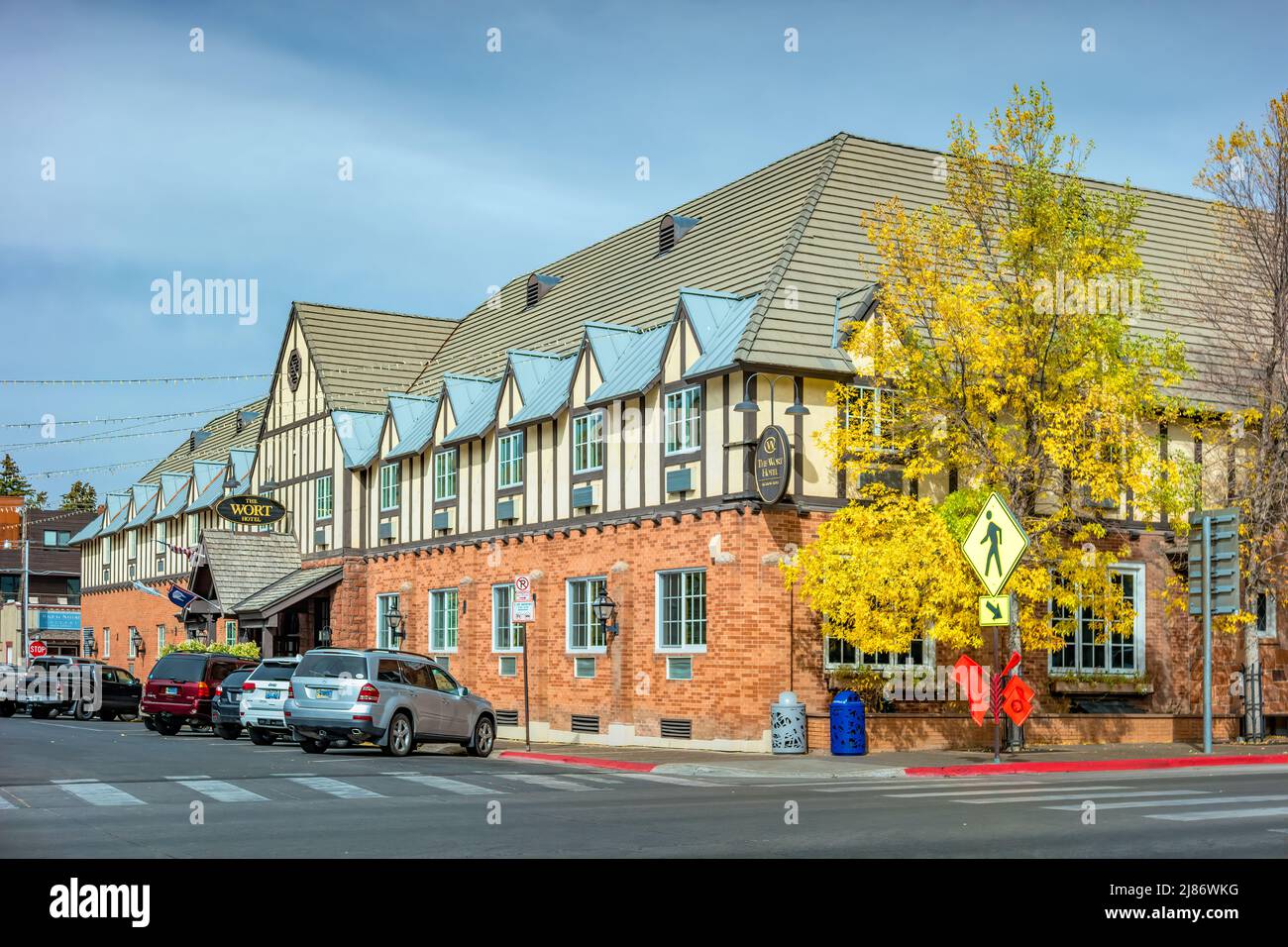 Hotel in der Innenstadt von Jackson, Wyoming, USA Stockfoto