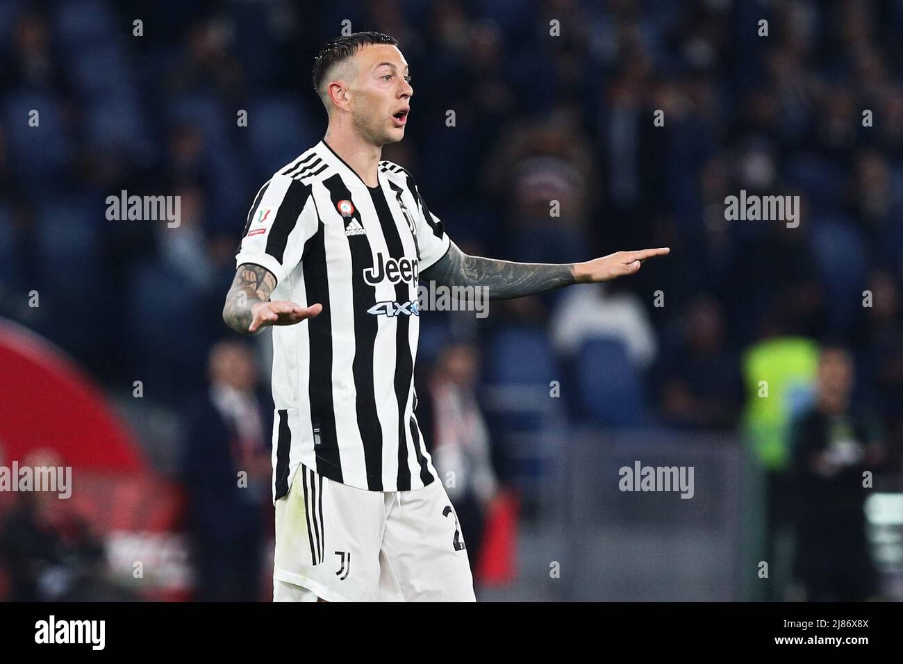 Federico Bernardeschi von Juventus Gesten während des Italienischen Pokals, dem letzten Fußballspiel zwischen dem FC Juventus und dem FC Internazionale am 11. Mai 2022 im Stadio Olimpico in Rom, Italien - Foto: Federico Proietti/DPPI/LiveMedia Stockfoto