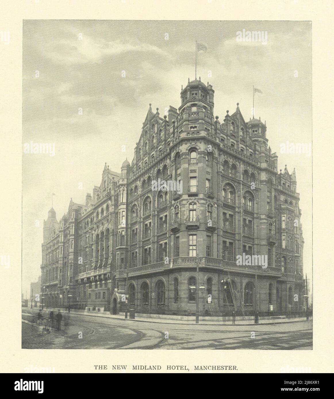 Das neue Midland Hotel, Manchester 1903 altes antikes Vintage-Druckbild Stockfoto