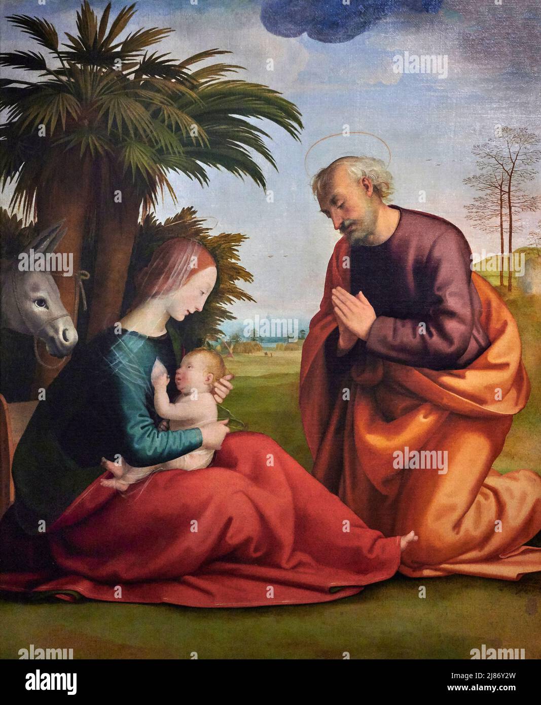 Riposo durante la fuga in Egitto - tempera su tela - Fra Bartolomeo - 1500 - Pienza (Si) ,Italia,Museo Diocesano d’Arte Sacra Stockfoto