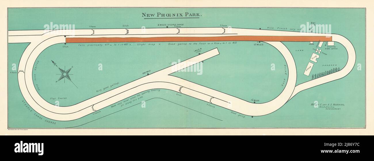 New Phoenix Park Rennbahn, Irland. Geschlossen 1990. BAYLES 1903 alte antike Landkarte Stockfoto