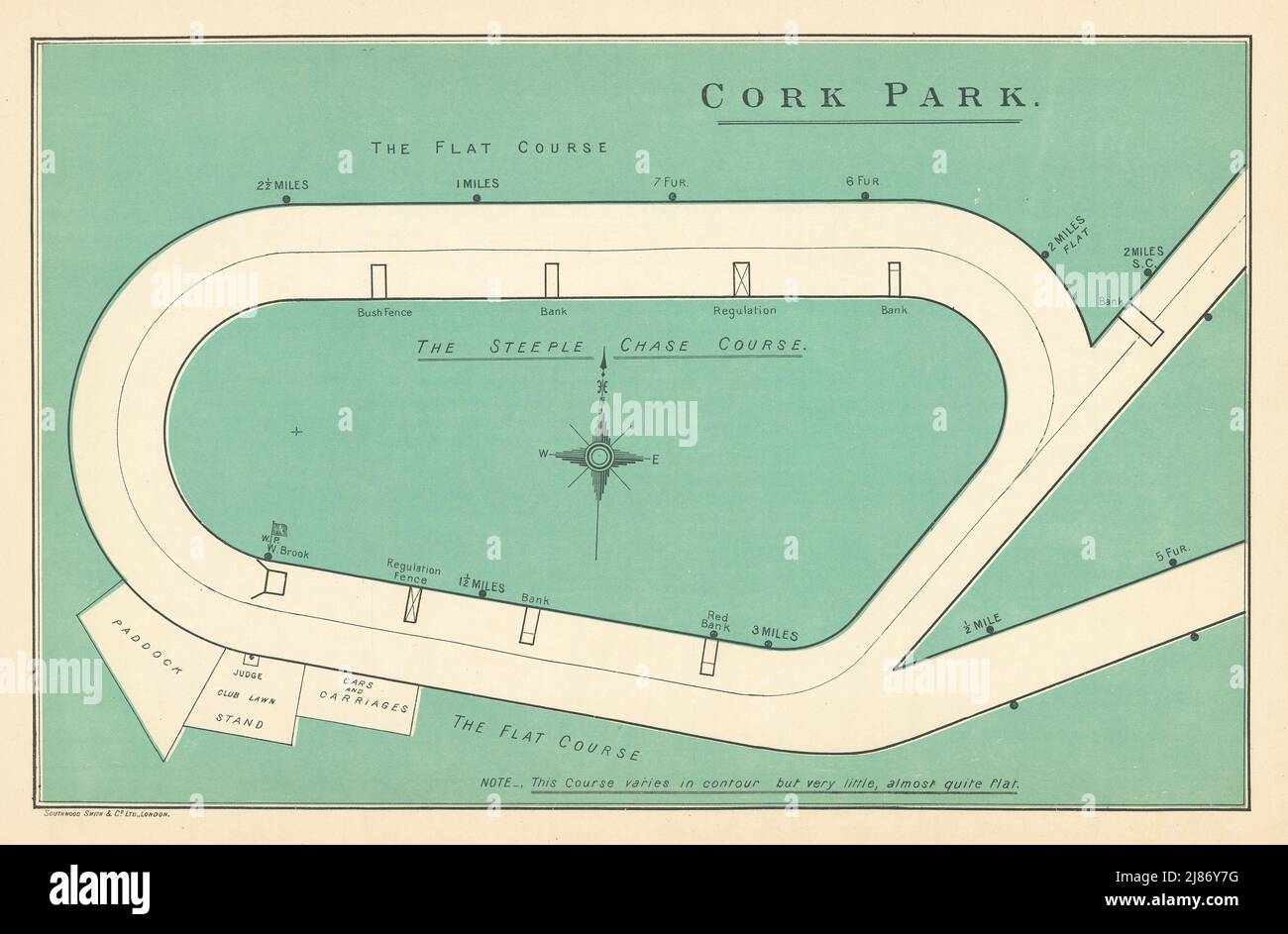 Rennbahn Cork Park, Irland. Geschlossen 1917. BAYLES 1903 alte antike Kartenkarte Stockfoto