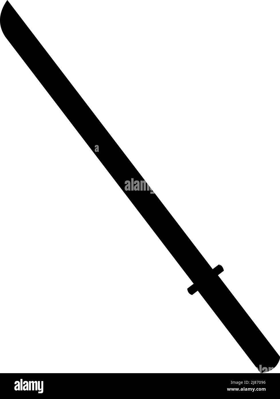 Vektor-Illustration der Ikone schwarze Farbe Silhouette eines Katana Schwert Stock Vektor