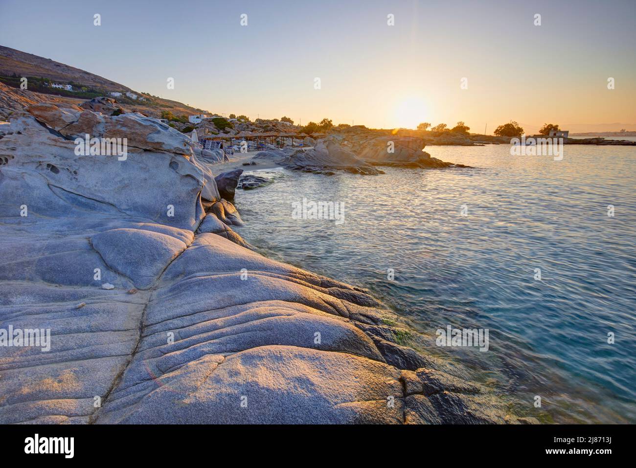 Kolymbithres Strand bei Sonnenaufgang, Paros, Kykladen-Inseln, Griechenland Stockfoto