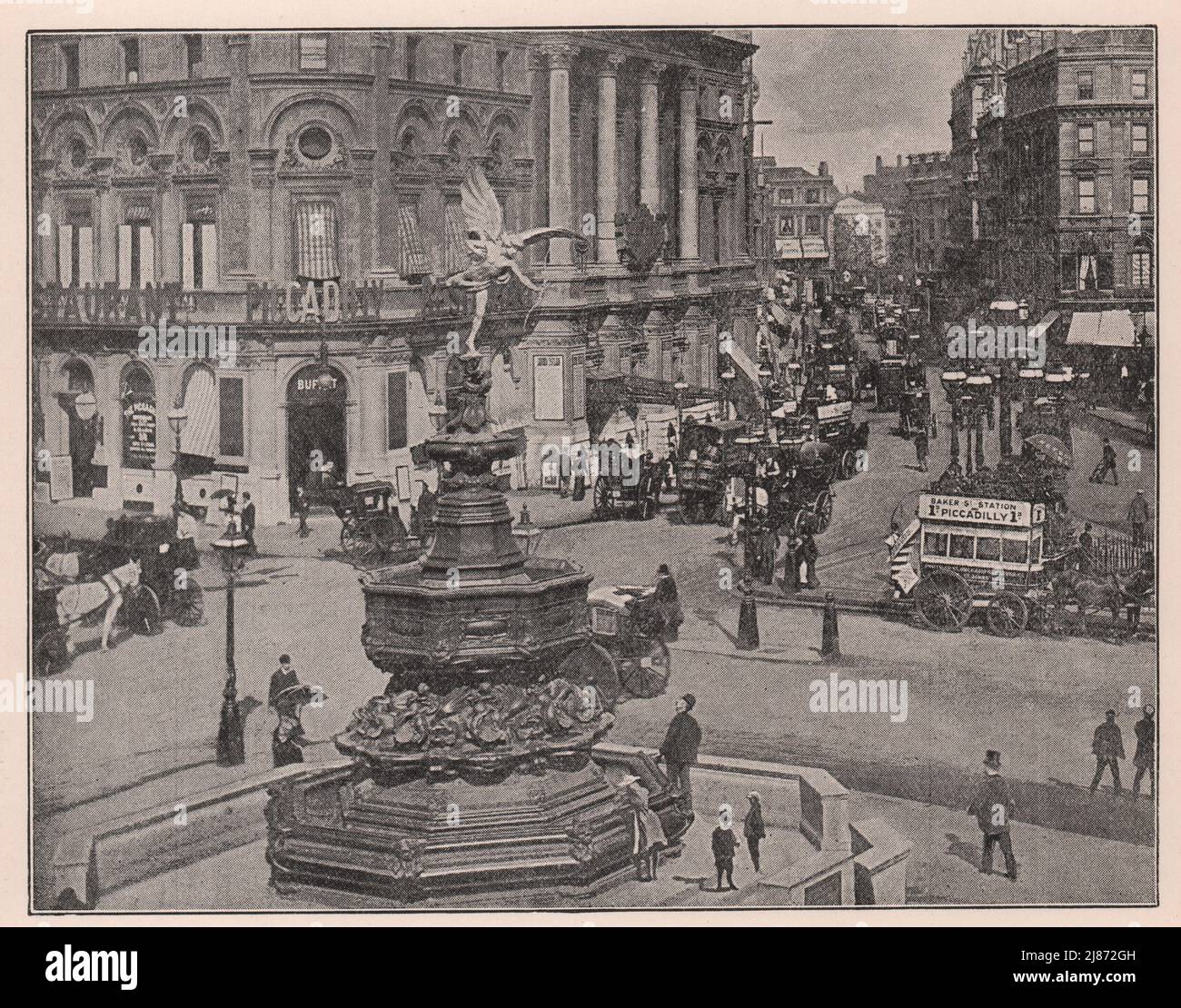 1892-3. Shaftesbury Memorial Fountain. Piccadilly Circus. Eros 1898 alte Karte Stockfoto