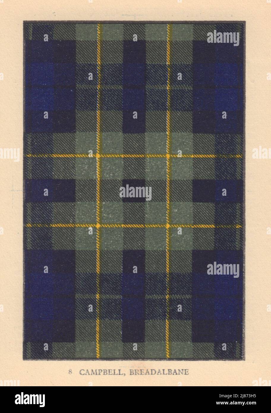 Campbell von Breadalbane. Schottischer Clan Tartan. KLEINER 8x11,5cm 1937 alter Druck Stockfoto