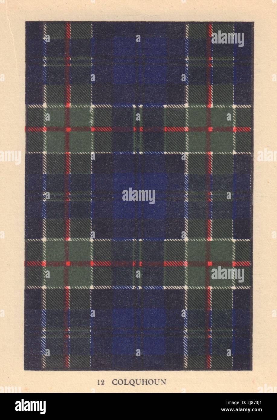 Colquhoun. Schottischer Clan Tartan. KLEINES 8x11,5cm 1937 altes Vintage Print Bild Stockfoto