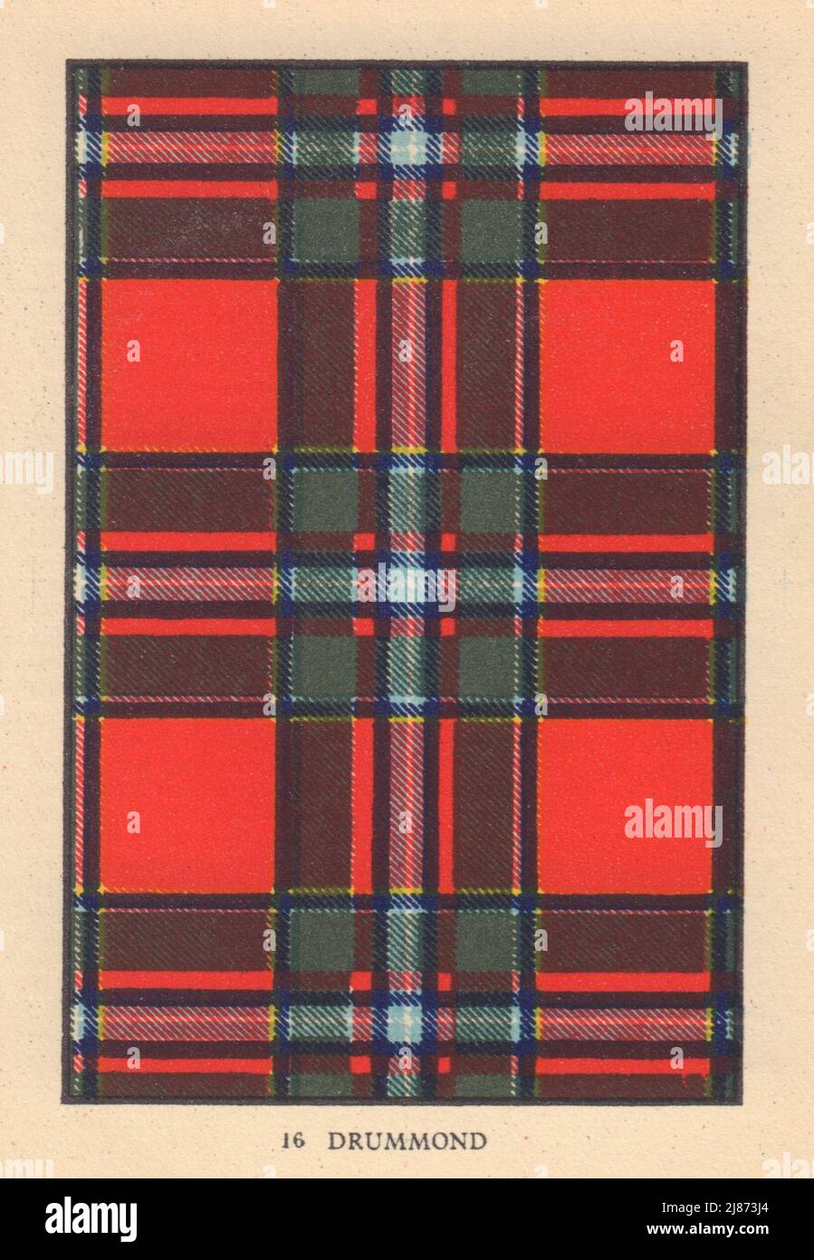Drummond. Schottischer Clan Tartan. KLEINES 8x11,5cm 1937 altes Vintage Print Bild Stockfoto