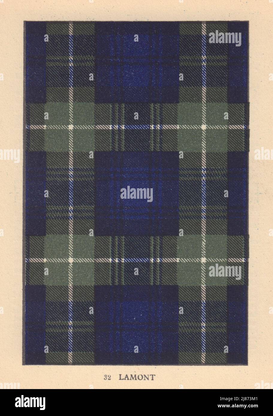 Lamont. Schottischer Clan Tartan. KLEINES 8x11,5cm 1937 altes Vintage Print Bild Stockfoto