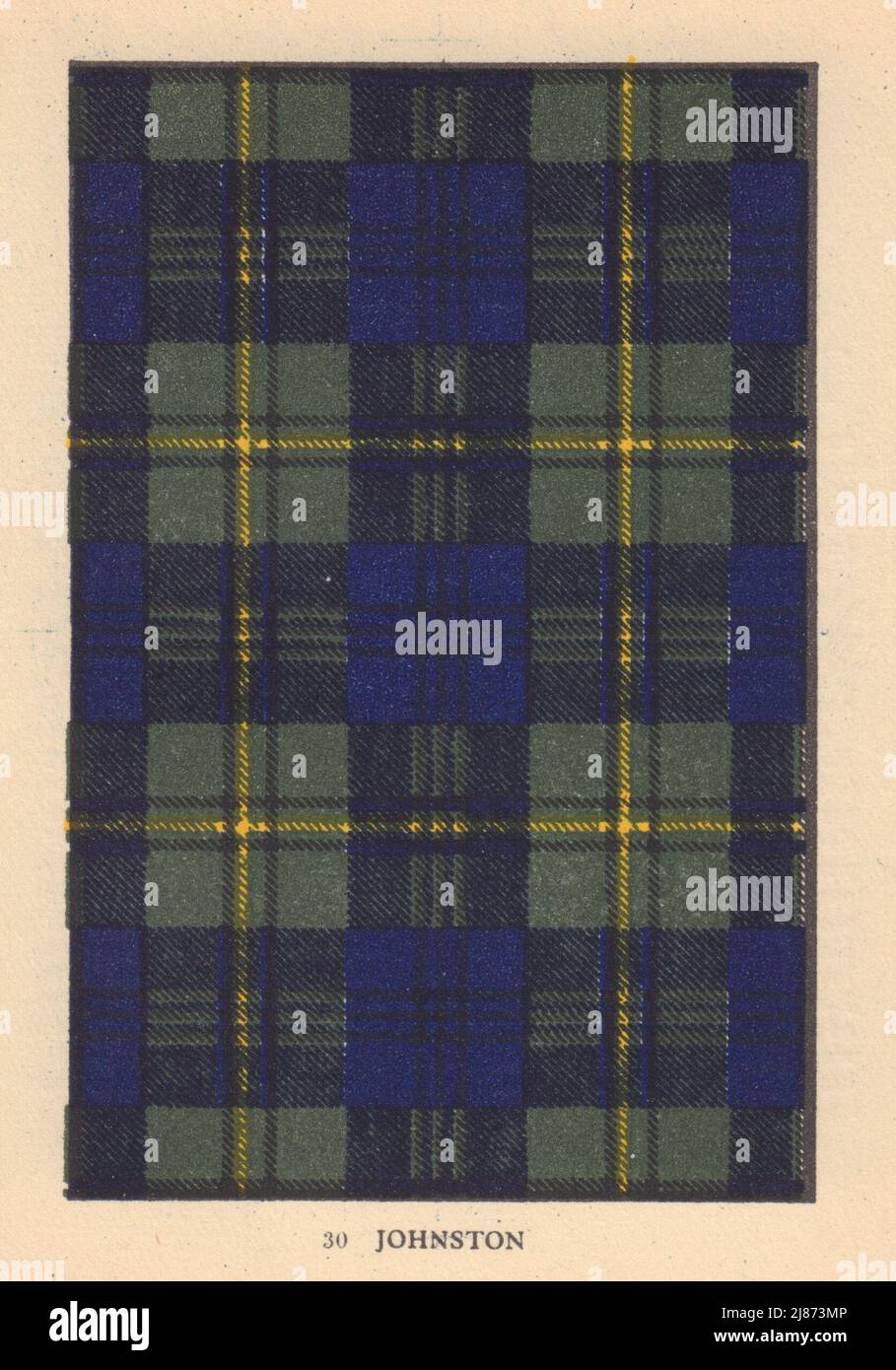 Johnston. Schottischer Clan Tartan. KLEINES 8x11,5cm 1937 altes Vintage Print Bild Stockfoto
