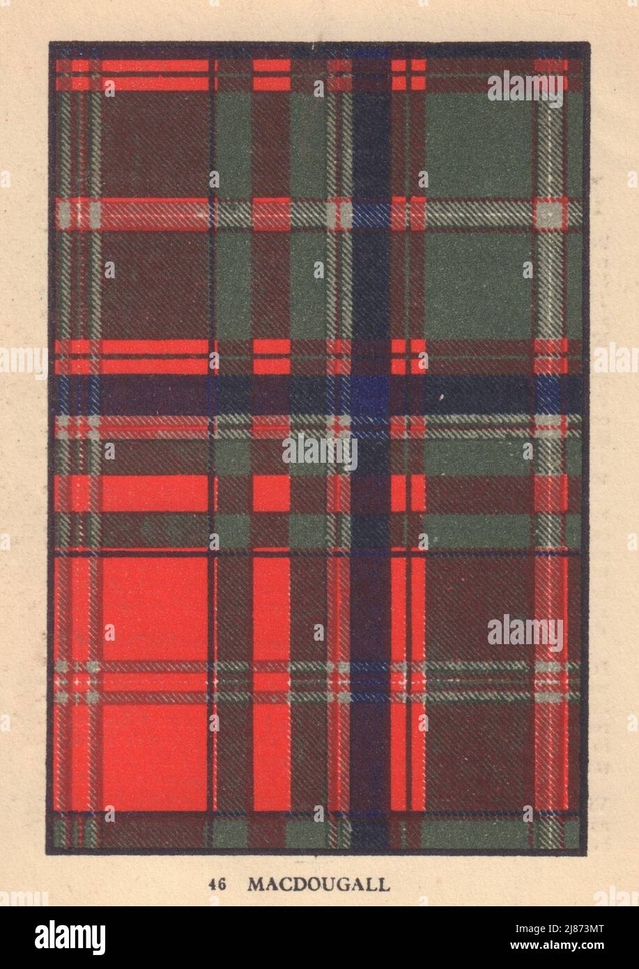 MacDougall. Schottischer Clan Tartan. KLEINER 8x11,5cm 1937 alter Vintage-Druck Stockfoto